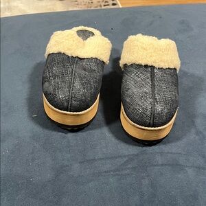 Cozy Black and Tan Mules